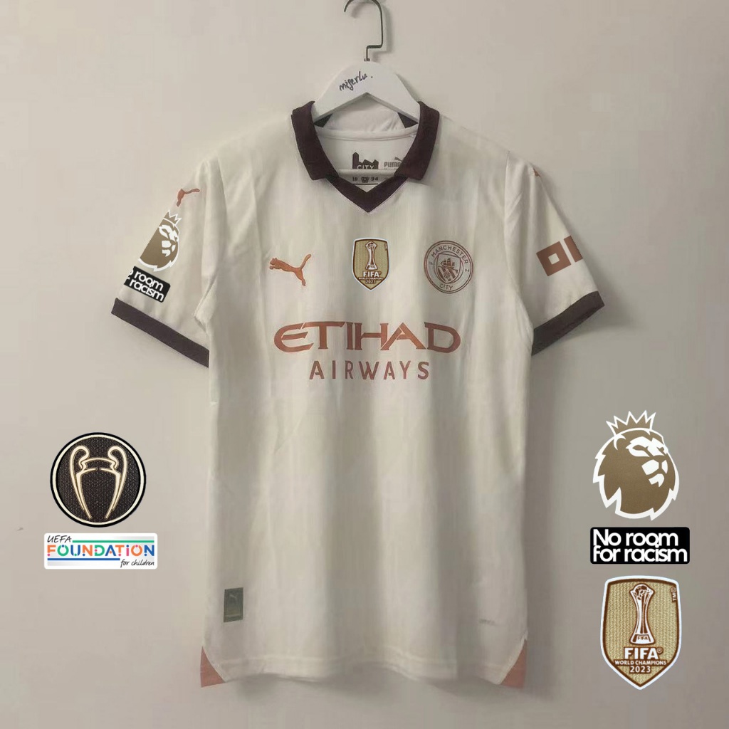 เสื้อกีฬาแขนสั้น ลายทีมชาติฟุตบอล Manchester City 2023-24 ไซซ์ S-4XL