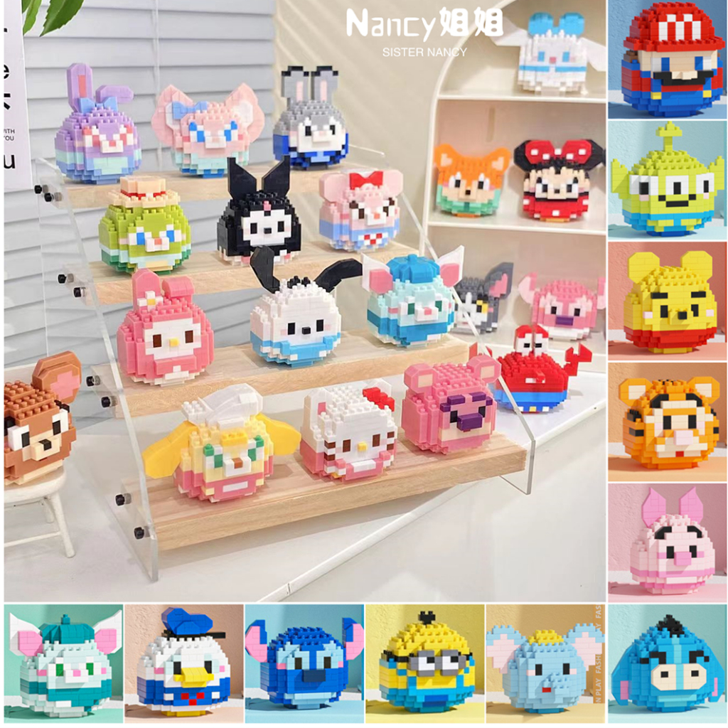 <Nancy>บล็อกตัวต่อของดิสนีย์เวอร์ชัน Q/ซีรีย์ไข่ QQ ของเล่นตัวต่อตุ๊กตาการ์ตูน/สติทช์& Star Dew&ชูโลมิ&สตรอว์เบอร์รี่แบร์&ทอม/ของขวัญของเล่นก่อสร้างเพื่อการศึกษา