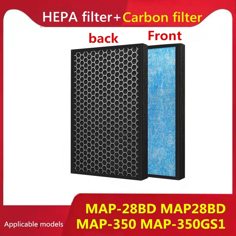 เหมาะสําหรับ Midea MAP-28BD MAP28BD MAP-350 MAP-350GS1 เครื่องฟอกอากาศ HEPA ถ่านกัมมันต์ตัวกรองคอมโพ