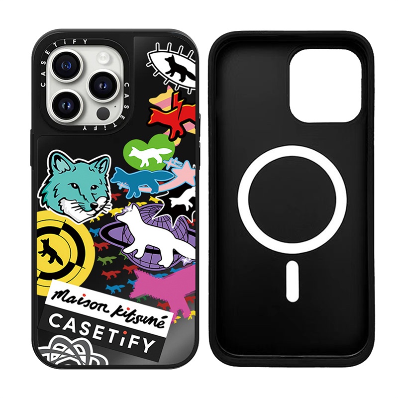 Casetifg เคสโทรศัพท์มือถือแบบกระจกแข็ง กันกระแทก ลายสุนัขจิ้งจอก พร้อมกล่อง สําหรับ iPhone 15 12 13 14 Pro Max