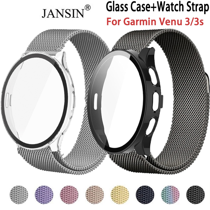 สาย + เคส Garmin Venu 3 3s สายนาฬิกาสแตนเลส สายคล้อง พร้อมเคสป้องกันกระจก สําหรับ Garmin Venu 3 3s สาย Smart Watch นาฬิกาอัฉริยะ