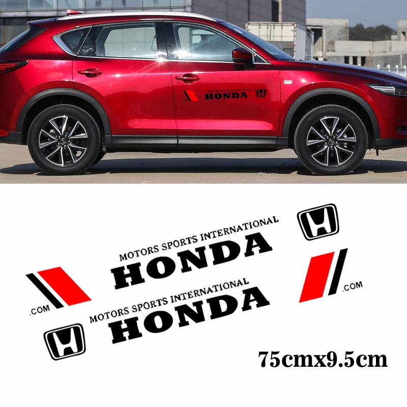 2PCS รถ-Styling สติกเกอร์รถ PET Decal Motorsport สติกเกอร์สําหรับ Honda City Odyssey CR-V BR-V WR-V 