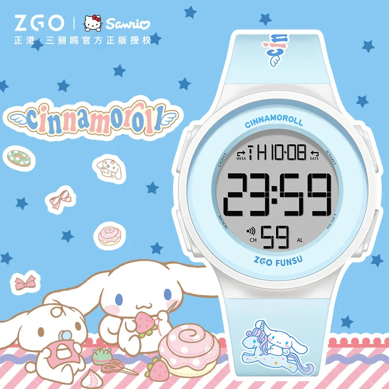 ZGO Sanrio นาฬิกาข้อมืออิเล็กทรอนิกส์ กันน้ํา ลายสุนัขคิตตี้ ขนาดใหญ่ สําหรับเด็กผู้หญิง นักเรียน 8551