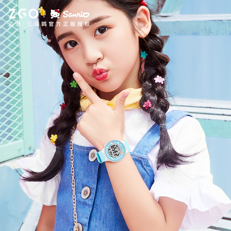 ZGO Sanrio นาฬิกาข้อมืออิเล็กทรอนิกส์ กันน้ํา ลายสุนัขคิตตี้ ขนาดใหญ่ สําหรับเด็กผู้หญิง นักเรียน 8551