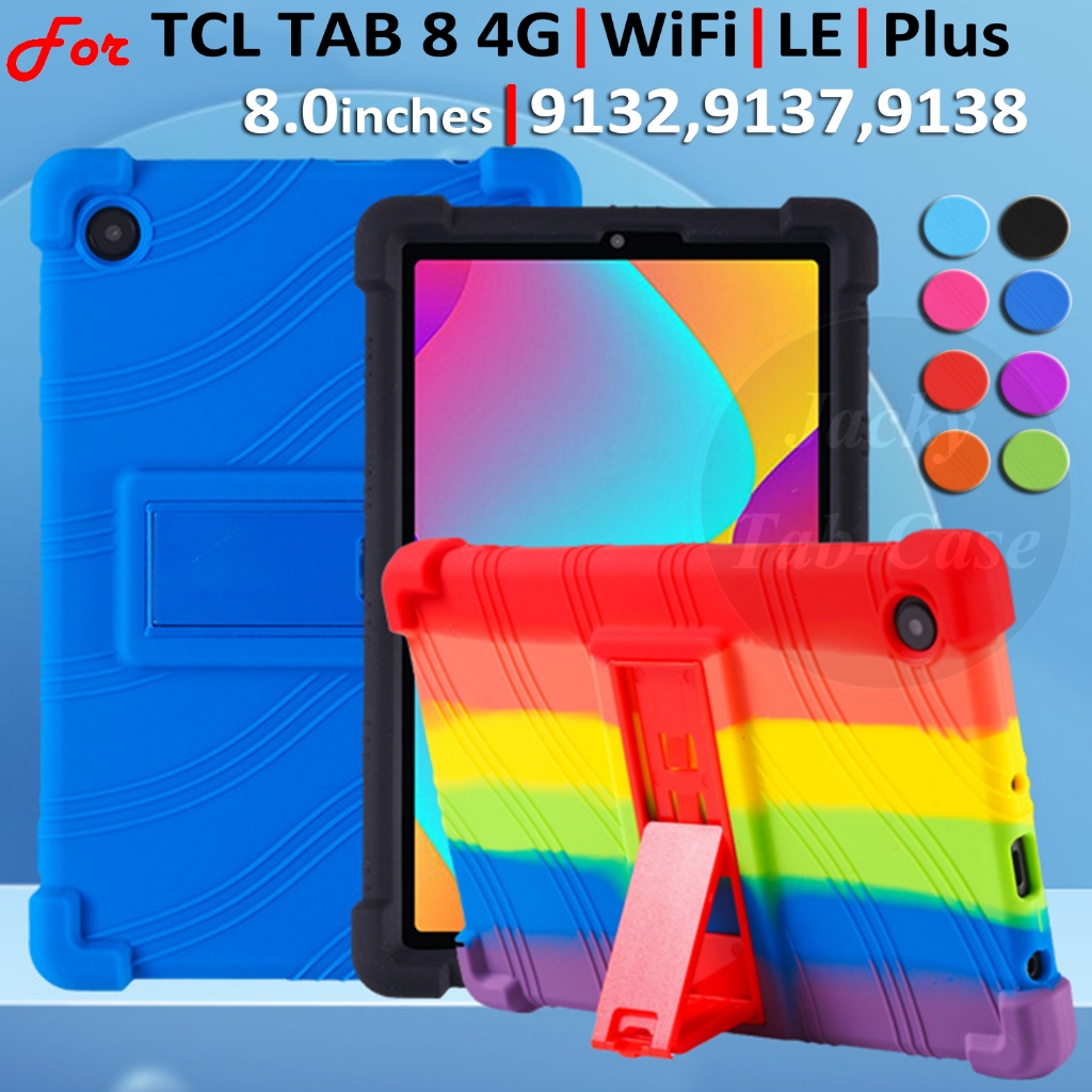 เคสซิลิโคนนิ่ม พร้อมขาตั้ง สําหรับ TCL Tab 8 4G | Plus | LE | TAB8 WiFi 8.0-inch เคสป้องกันโทรศัพท์มือถือ แบบหนา กันกระแทก 4 มุม 8 นิ้ว 9132X 9137W 9138S 9132G2