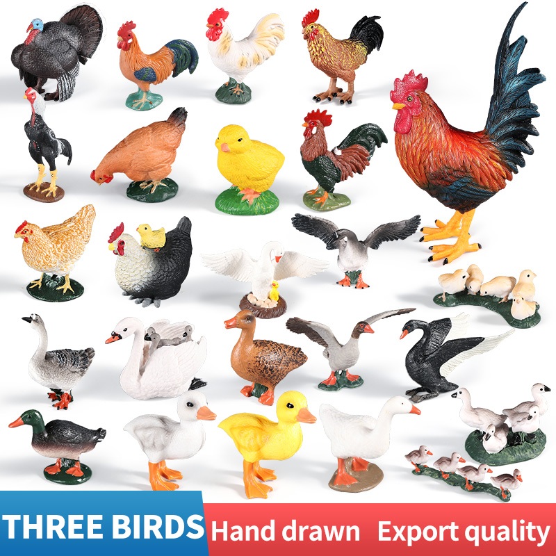 โมเดลฟิกเกอร์ไก่ เป็ด ไก่ ไก่ พลาสติก ขนาดเล็ก ของเล่นสําหรับเด็ก