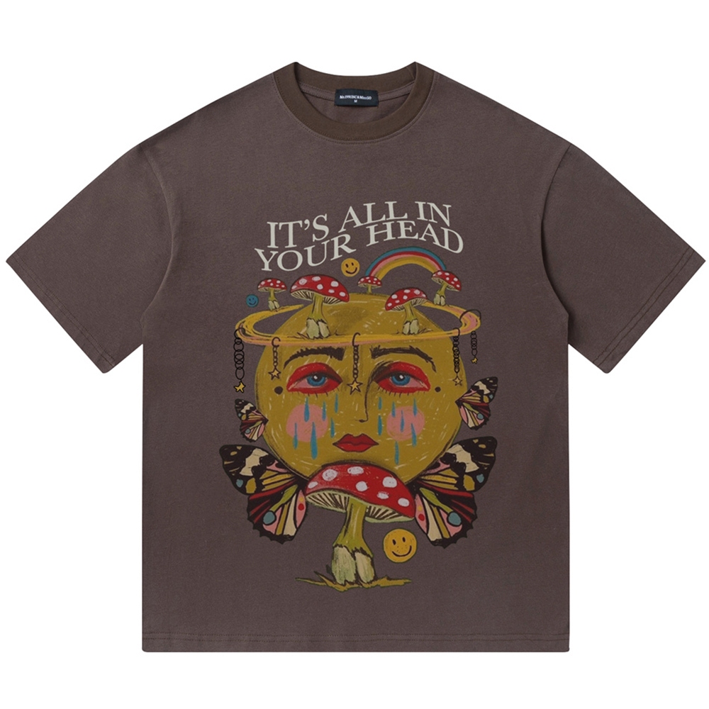 (6 สี) เสื้อยืดลําลอง ผ้าฝ้าย แขนสั้น คอกลม พิมพ์ลาย Dark Icon สไตล์ฮิปสเตอร์ สําหรับผู้ชาย ผู้หญิง เหมาะกับฤดูร้อน