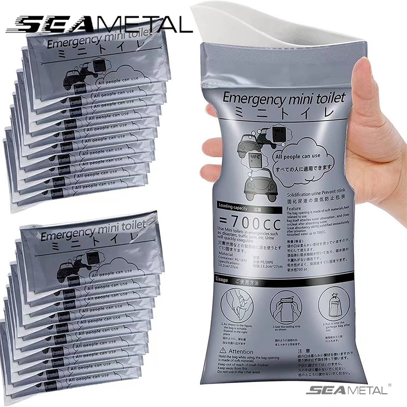Seametal ถุงปัสสาวะฉุกเฉิน แบบใช้แล้วทิ้ง ขนาด 700 มล. แบบพกพา สําหรับตั้งแคมป์ เดินทาง กลางแจ้ง 10 ชิ้น