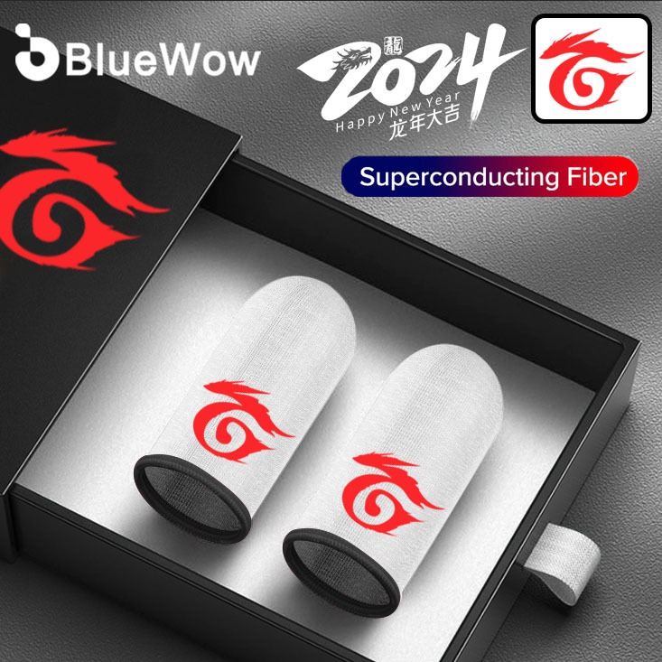 Bluewow 【Free Fire-White】ถุงมือเล่นเกม PUBG COD กันเหงื่อ (2 ชิ้น)