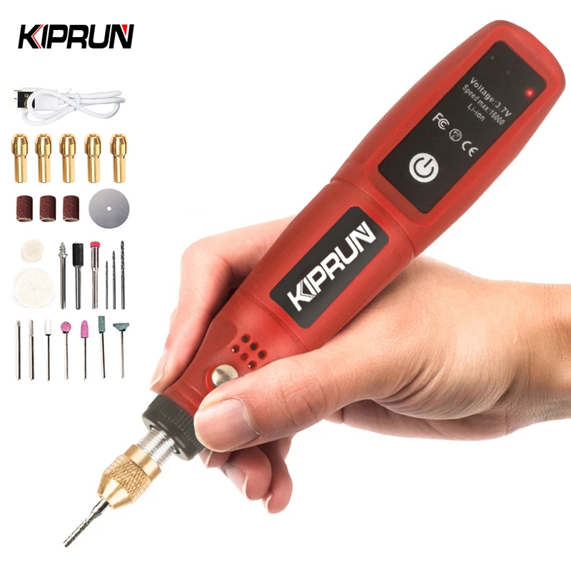 Kiprun ชุดสว่านไฟฟ้าไร้สาย 3.6V ชาร์จ USB สําหรับเครื่องประดับ โลหะ เดรเมล