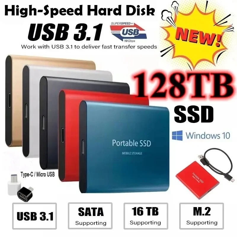 ฮาร์ดดิสก์ภายนอก SSD 1TB 2TB ความเร็วสูง USB 3.1 แบบพกพา สําหรับแล็ปท็อป โน้ตบุ๊ก Mac