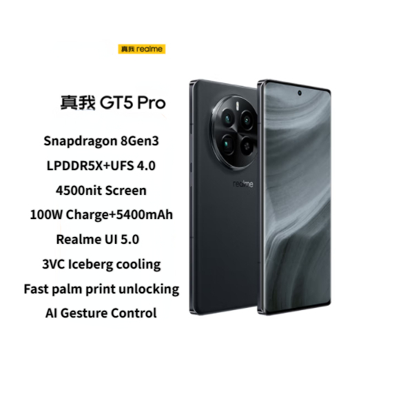 Realme GT5 Pro Snapdragon 8Gen3 Flagship Core IMX890 Periscope Telephoto 4500nit Dualless Display 5G