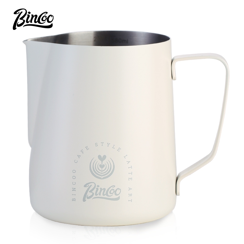 Bincoo 350ML/600ML Latte Art Vat นมโฟมถ ้ วยสแตนเลสถังนมขนาดด ้ านในกาแฟนม Professional นูนสามเณร