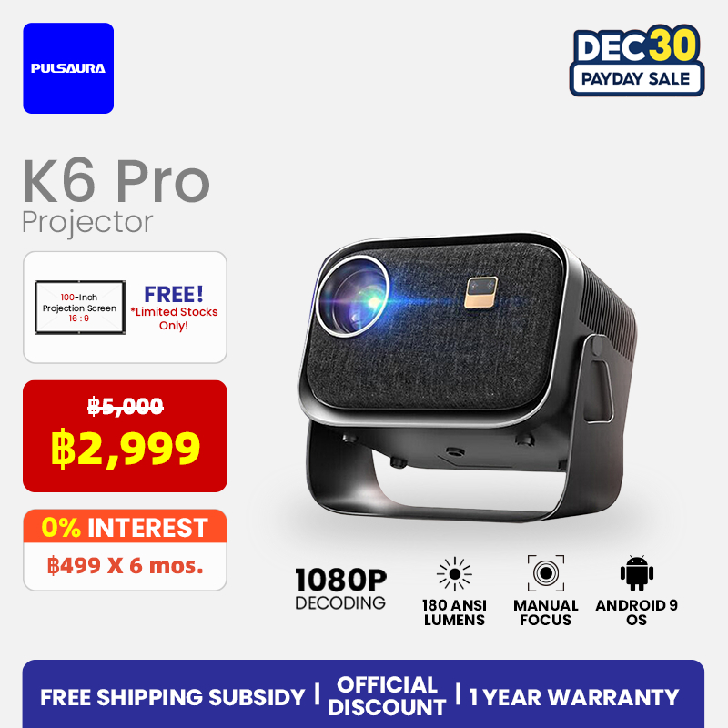 [จัดส่งที่รวดเร็ว] K6 โปรเจคเตอร์ mini โฮมโปรเจคเตอร์ โปรแจ็คเตอร์ เครื่องฉาย projector 4k wifi android เครื่องฉายหนัง โปรเจคเตอร์ bluetooth โปรเจคเตอร์มือถือ