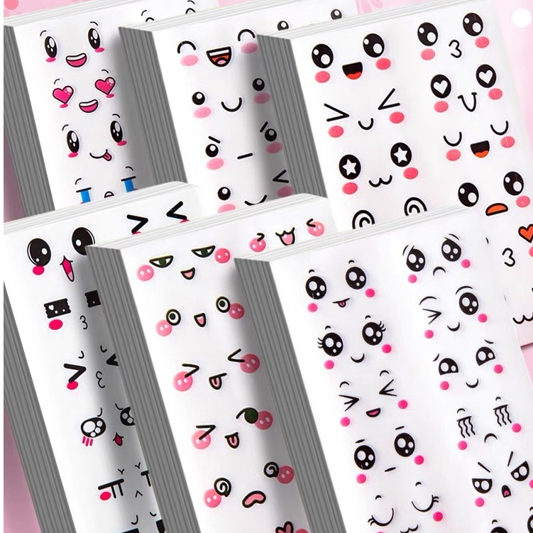 6 ชิ้นน่ารักสาวหัวใจการแสดงออกใบหน้ากระเป๋าสติกเกอร์เด็กการ์ตูนตลกกราฟฟิตีถ้วยน้ํากระเป๋าเดินทางโน๊ตบุ๊คสติกเกอร์ตกแต่ง