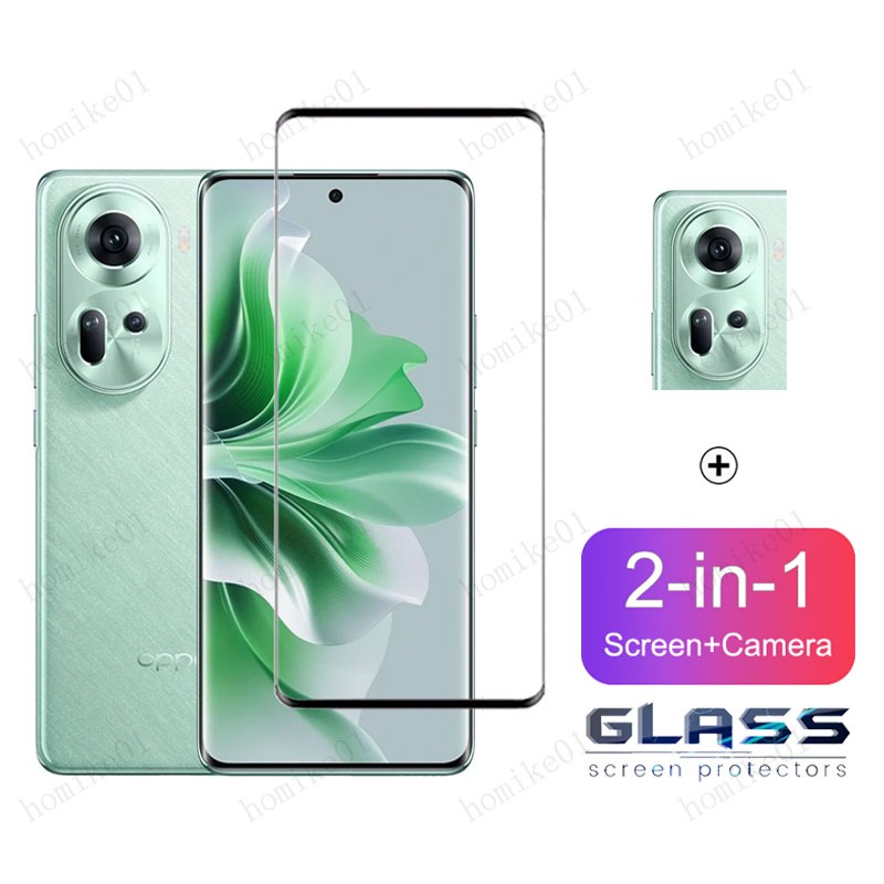 ฟิล์มกระจก OPPO Reno 11 5G กระจกนิรภัย HD ป้องกันหน้าจอ สำหรับ OPPO Reno 11 5G 11 10 Pro Plus Pro+ 8T 8Z 7Z 6Z 8 7 6 5 5G 4G 2 in 1 ฟิล์มกระจกกันเลนส์กล้อง