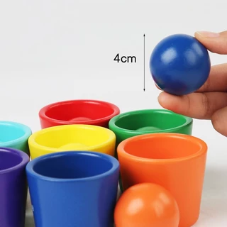 Montessori ลูกบอลไม้ ขนาดใหญ่ 40 มม. สีรุ้ง หลากสี ของเล่นสําหรับเด็ก