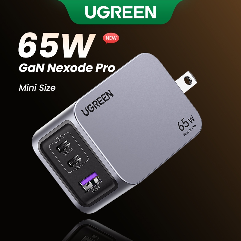 Ugreen Nexode Pro 65W USB C Charger 3-Port Mini Compact พับ PPS GaN Fast Wall Charger สําหรับ MacBoo