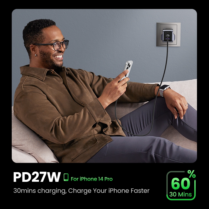 Ugreen Nexode Pro 65W USB C Charger 3-Port Mini Compact พับ PPS GaN Fast Wall Charger สําหรับ MacBook Pro/Air Dell XPS iPhone 16 Pro Max 15 Pro Max 14 Samsung S24 Ultra - รูปที่ 4