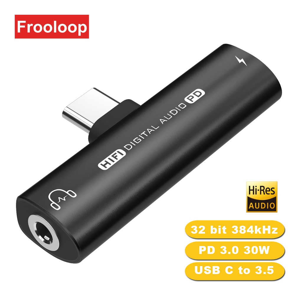 Dac 32Bit 384Khz HiRes อะแดปเตอร์แปลงเสียง AUX USB C เป็น 3.5 มม. PD 30W ชาร์จเร็ว ถอดรหัสดิจิทัล Type C สําหรับหูฟัง