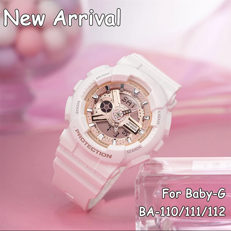 กรอบซิลิโคน เนื้อแมตต์ พร้อมสายคล้อง สําหรับ BABY-G BA-110 112 111 (ไม่รวมนาฬิกา)เคสซิลิโคนเรียบ + สายนาฬิกาข้อมือ