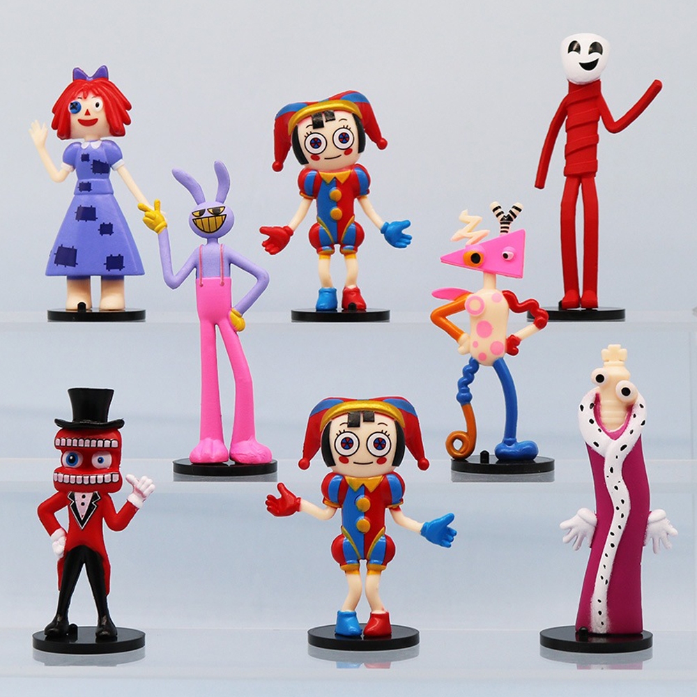 โมเดลฟิกเกอร์ The Amazing Digital Circus Figure Circus Scary Pomni Jax Kinger Clown Q version PVC ขอ