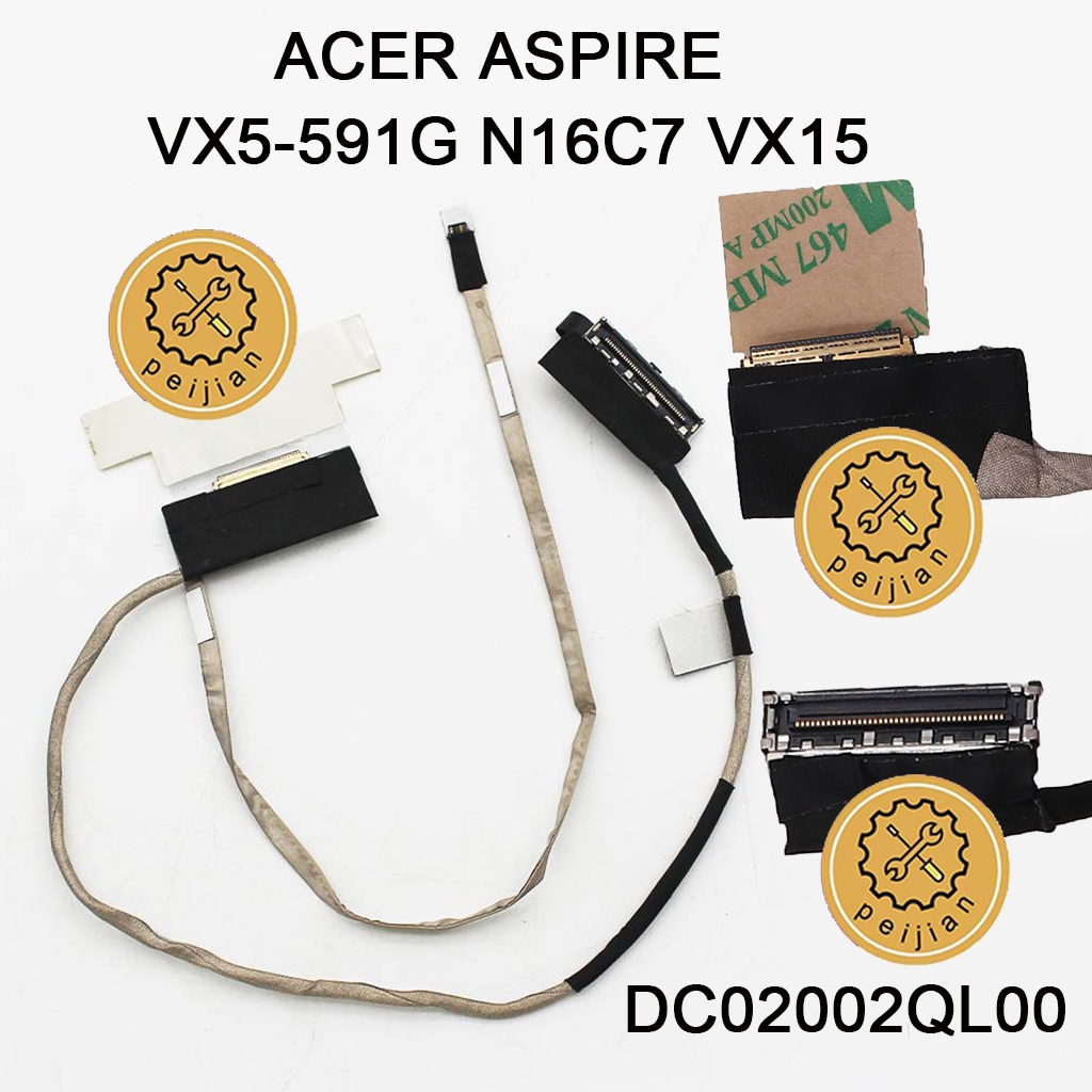 Flex Video Wire Screen สําหรับ ACER ASPIRE VX5-591G N16C7 VX15 แล็ปท็อป LCD LED LVDS จอแสดงผลริบบิ้น