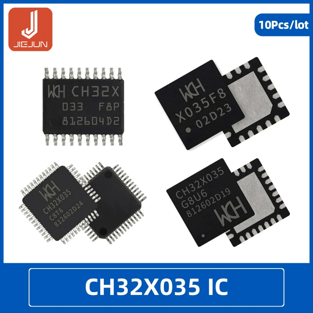 ชิปวงจรรวม CH32X035 USB และ USB PD MCU 32-bit QingKe RISC-V Microcontroller 10 ชิ้นต่อล็อต