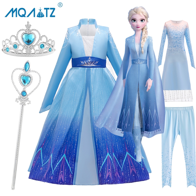 Mqatz ชุดเดรสยาว ชุดคอสเพลย์ แฟนตาซี สไตล์เจ้าหญิง สีฟ้า สําหรับเด็กผู้หญิง อายุ 3-12 ปี BX1666