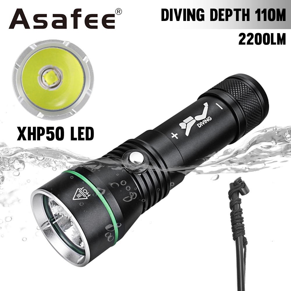 Asafee S3 ไฟฉายดําน้ํา สว่างมาก 2000LM P50 ลูกปัด ดําน้ํา ไฟฉาย ใต้น้ํา 120M LED ไฟฉายตกปลา – โปรปัง