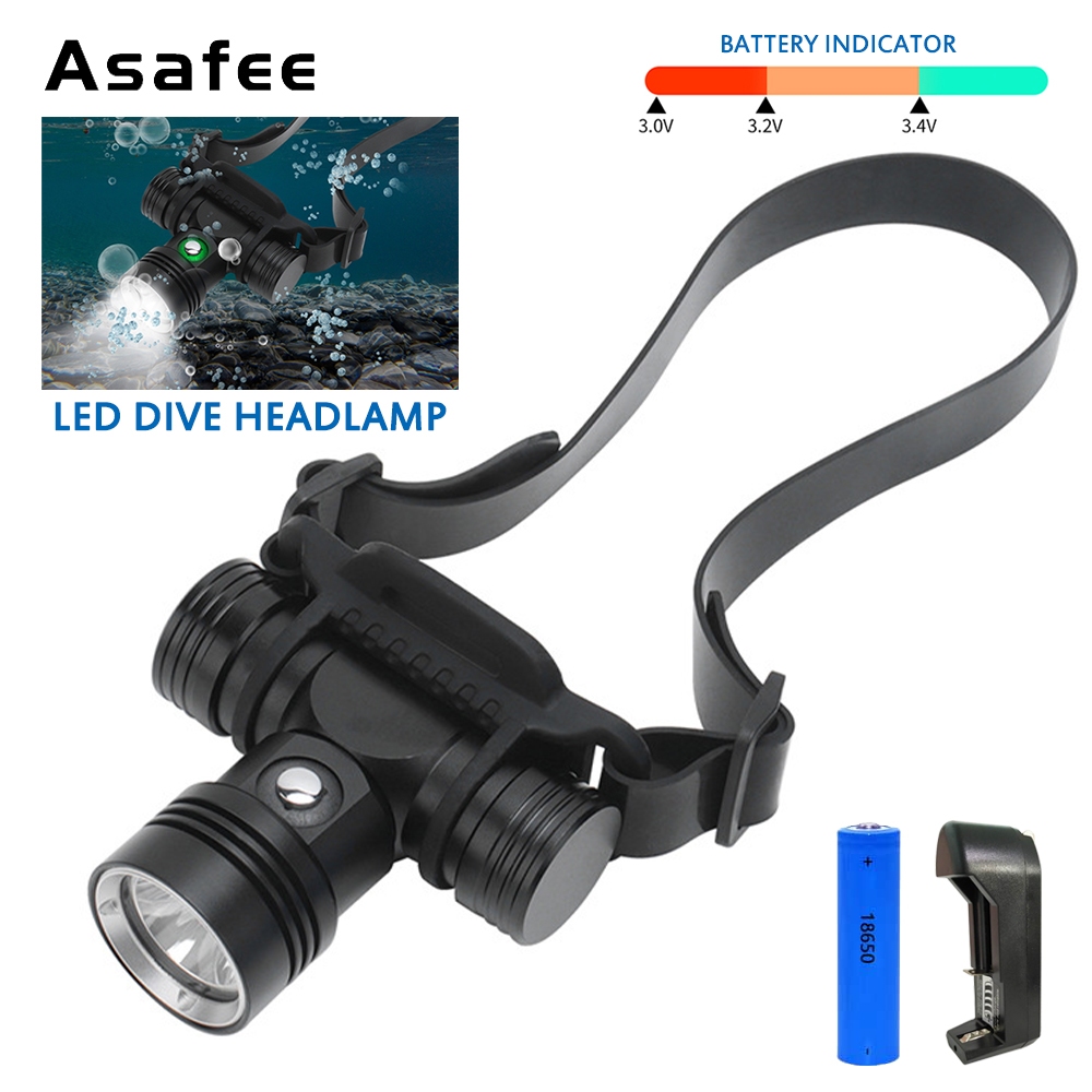 Asafee DH01 ไฟฉายดําน้ํา LED L2 1000LM แบบพกพา กันน้ํา ชาร์จได้ สีขาว สีเหลือง