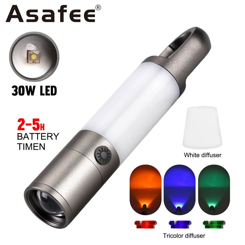 Asafee H20 ไฟฉาย LED ขนาดเล็ก 30W สว่างมาก กันน้ํา 8 โหมด Type-C ชาร์จ USB แบบพกพา ตั้งแคมป์ ล่าสัตว์ ทํางาน ตกปลา อ่านหนังสือ ไฟฉาย