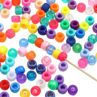 [9x6มม.] 95ชิ้นผสมสีบาร์เรลลูกปัด มาการอง สีชุดบาร์เรลลูกปัดสีทึบ/โปร่งใส/มีน้ําค้างแข็งบาร์เรลลูกปัดทรงกระบอกสั้น ทําเอง เครื่องประดับทําด้วยมืออุปกรณ์
