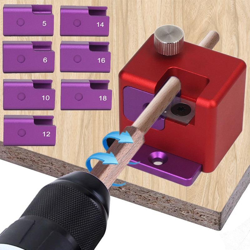 7-Holes Dowel Maker Jig Kit 5mm-18mm With Carbide Blades Woodworking Electric Drill Milling Dowel Round Rod Auxiliary Tool