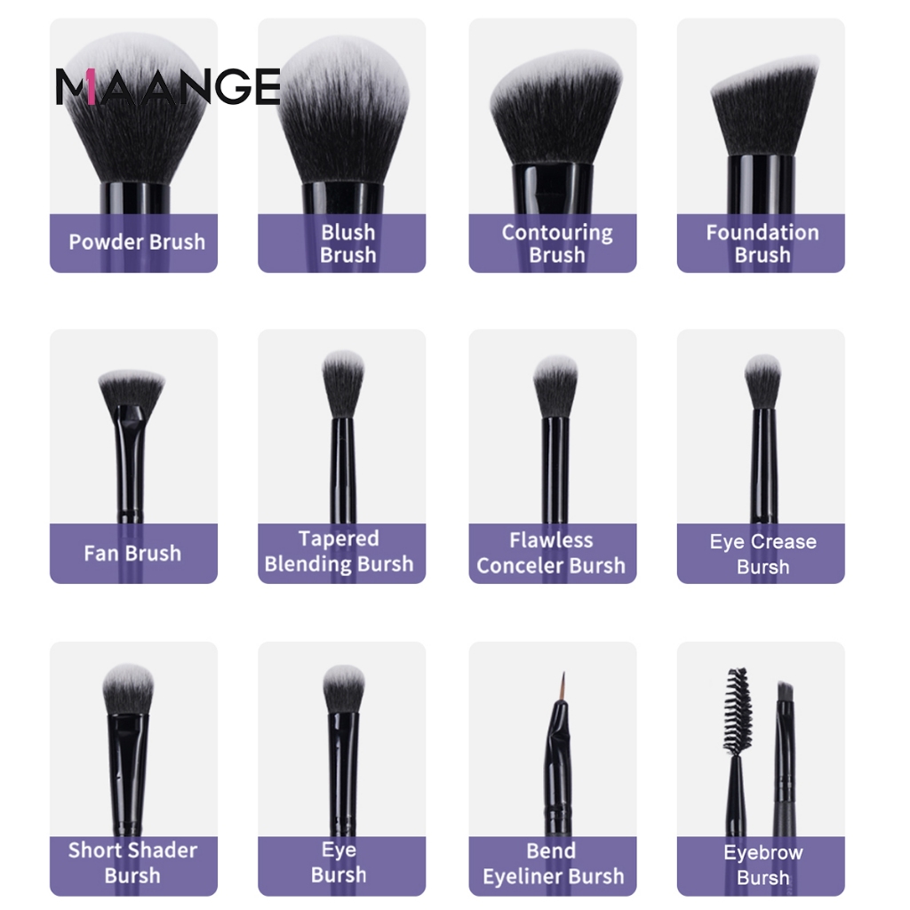 MAANGE ชุดแปรงแต่งหน้าเกาหลีสีดำ พร้อมกล่องเก็บ ขนนุ่มพิเศษ เกลี่ยแป้งได้ง่าย สม่ำเสมอ 51367 - รูปที่ 5