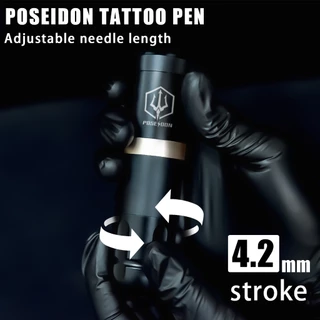Poseidon ชุดปากกาสัก ปากกาสักไร้สาย พร้อมพาวเวอร์ซัพพลายสัก เครื่องสักโรตารี่ Pentype สําหรับอุปกรณ์ศิลปิน