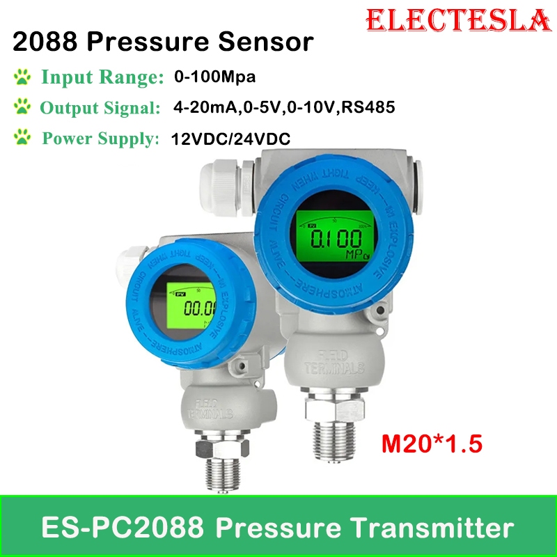 2088 เครื่องส่งสัญญาณความดันน้ํามันเชื้อเพลิง เซนเซอร์แรงดันแก๊ส 4-20mA RS485 เอาท์พุตค้อนแรงดัน