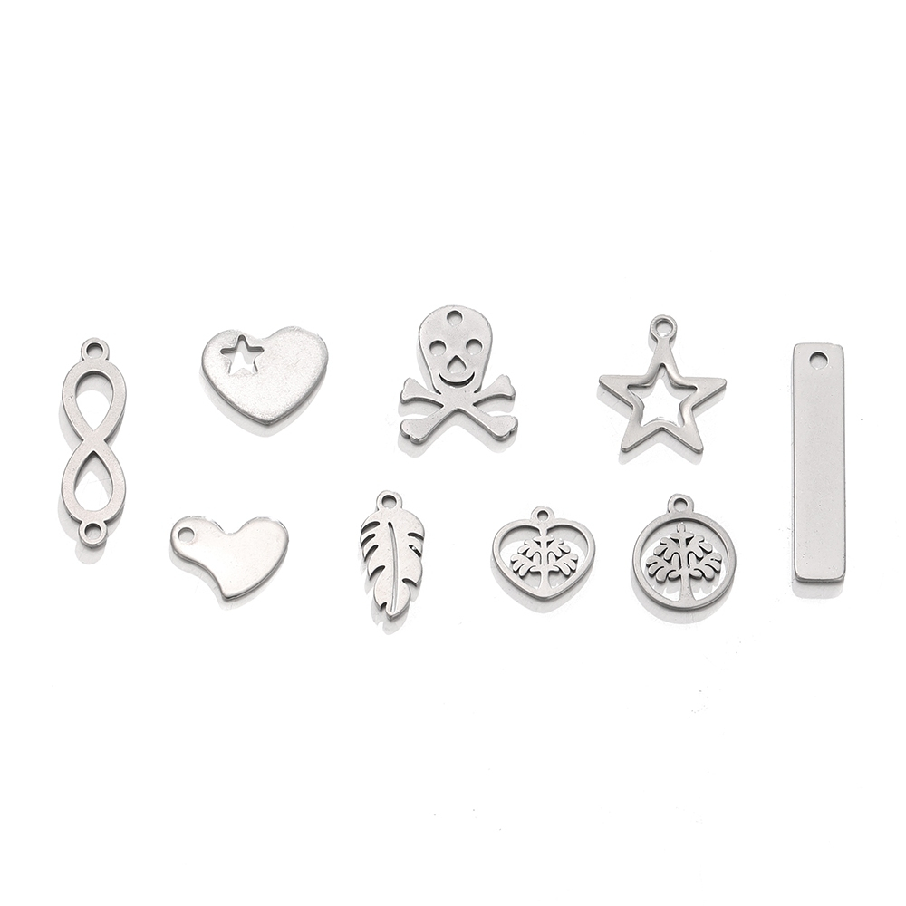 St.kunkka จี้สเตนเลส 316L รูปหัวกะโหลกหัวใจ ดาว สําหรับทําสร้อยคอ สร้อยข้อมือ DIY 5 ชิ้น