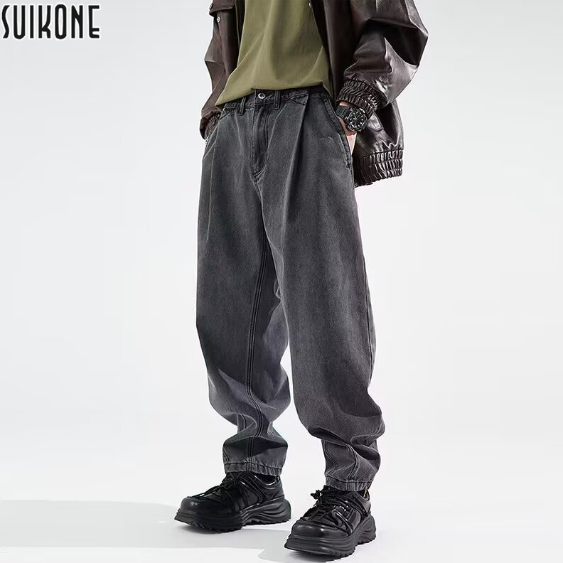 Suikone กางเกงฮาเร็มยีน ฮาเร็ม ลําลอง ทรงหลวม สไตล์ญี่ปุ่น ฮาราจูกุ อเมริกัน ย้อนยุค แฟชั่น สําหรับผู้ชาย และผู้หญิง