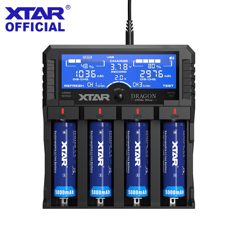 Xtar อัพเกรดใหม่ VP4L PLUS DRAGON VP4 PLUS Premium LCD Battery Charger--Your แบตเตอรี่ Doctor 18650 26650