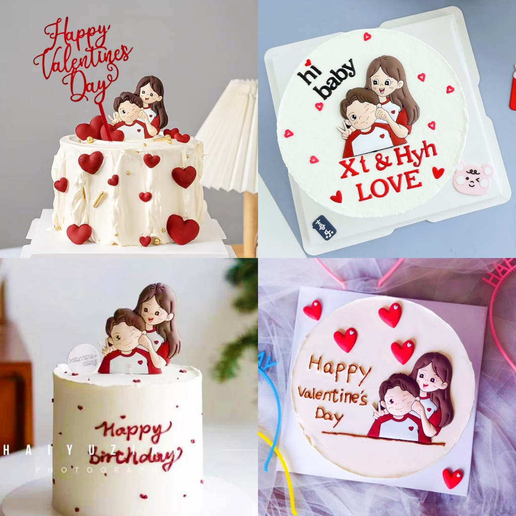 Happy Valentine's Day ท็อปเปอร์กาว แบบนิ่ม สําหรับตกแต่งเค้ก วันวาเลนไทน์
