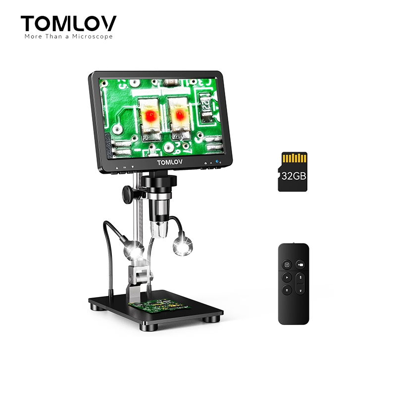 Tomlov DM9 Pro กล้องจุลทรรศน์ดิจิทัล HDMI 7 นิ้ว 1200X พร้อมหน้าจอ IPS 1080P 16MP พระพุทธรูป และกล้อ