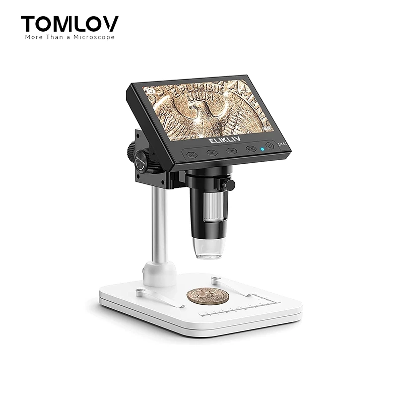 TOMLOV Elikliv 4.3 "LCD กล้องจุลทรรศน์ดิจิตอล 1000X USB LED PC View Photo Video สําหรับข้อผิดพลาดเหรียญนาฬิกาซ่อม Electronics