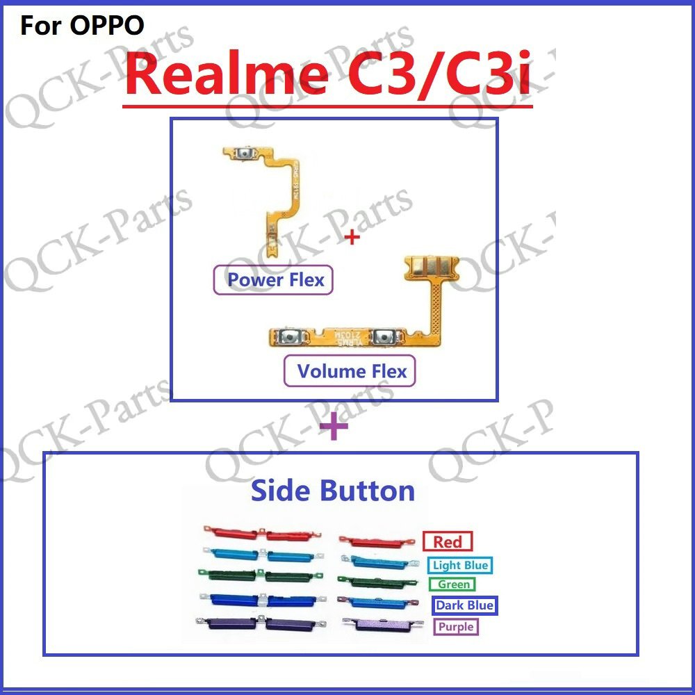 ใหม่ ปุ่มกดสวิตช์เปิด ปิด ลดระดับเสียง ปุ่มด้านข้าง แบบเปลี่ยน สําหรับ OPPO Realme C3 C3i