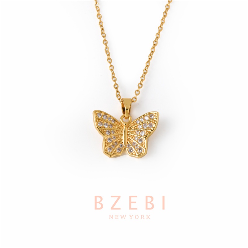 Bzebi สร้อยคอ สเตนเลส ชุบทอง 18K สไตล์เกาหลี ป้องกันสนิม เครื่องประดับแฟชั่น พรีเมี่ยม ไม่จางหาย ใส่