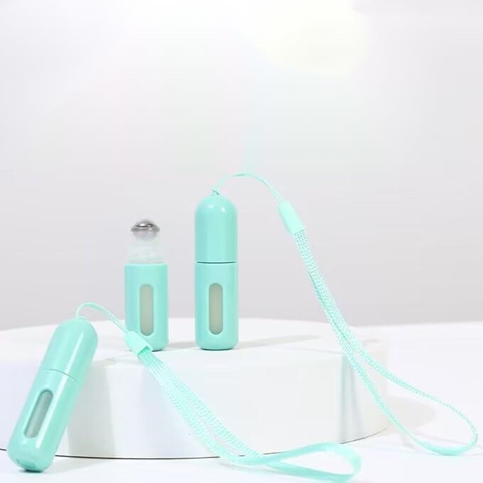 ขวดน้ํามันหอมระเหย ขวดลูกกลิ้ง สแตนเลส สองชั้น 2 มล. พร้อมสายคล้อง แบบพกพา 1 ชิ้น