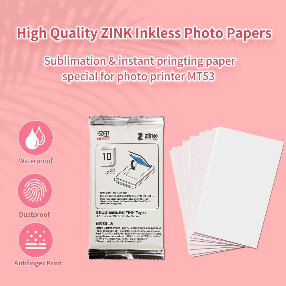 [ไทยในสต็อก] HPRT DIY กระดาษ โฟโต้ ผิวมันเงา Photo Paper สำหรับ เครื่องปริ้นพกพา MT53 กระดาษโฟโต้ กระดาษสติกเกอร ์เท่านั้น สําหรับ เครื่องปริ้นเตอร์ พกพา โพลารอยด์ กระดาษปริ้นรูป สำหรับ Adhensive ZINK กระดาษความร้อน กระดาษปริ้น