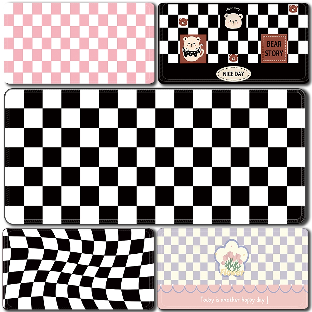 แผ่นรองเมาส์ ลายตารางหมากรุก สีดํา และสีขาว อุปกรณ์เสริม สําหรับเล่นเกมคอมพิวเตอร์ แล็ปท็อป