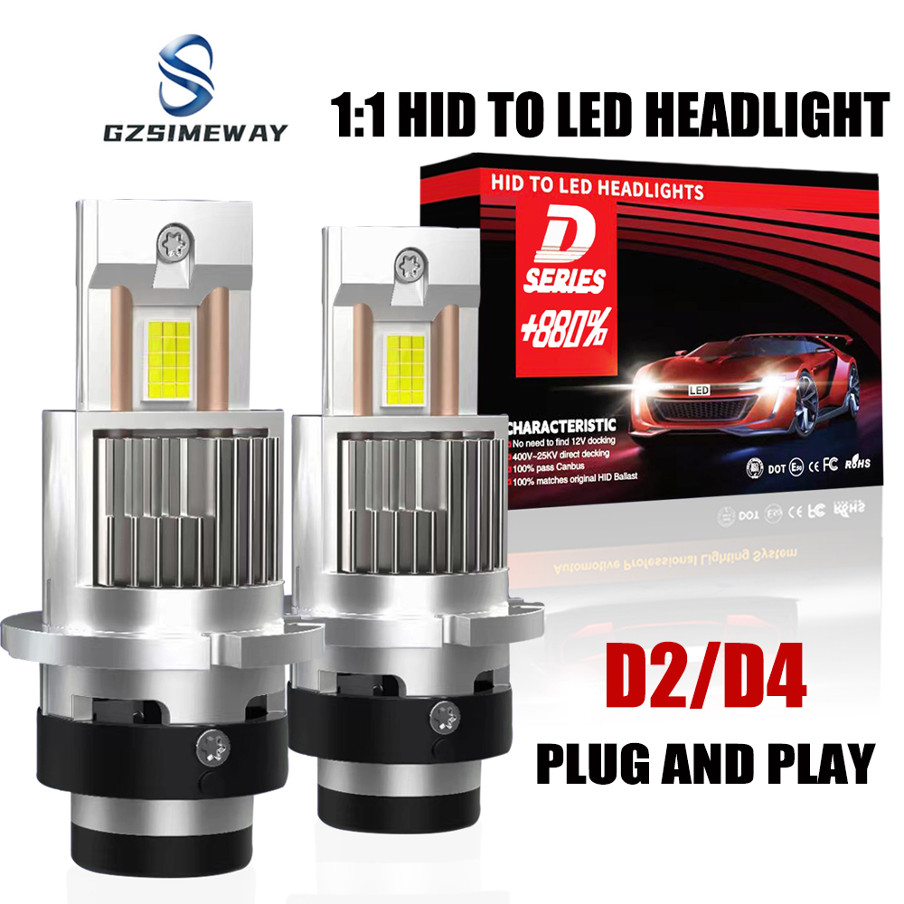 Gzsimeway D2S D4S LED Canbus D1S D3S D5S D1R D2R D3R LED ไฟหน้าหลอดไฟ 6000K 60000LM Auto Xenon เปลี่