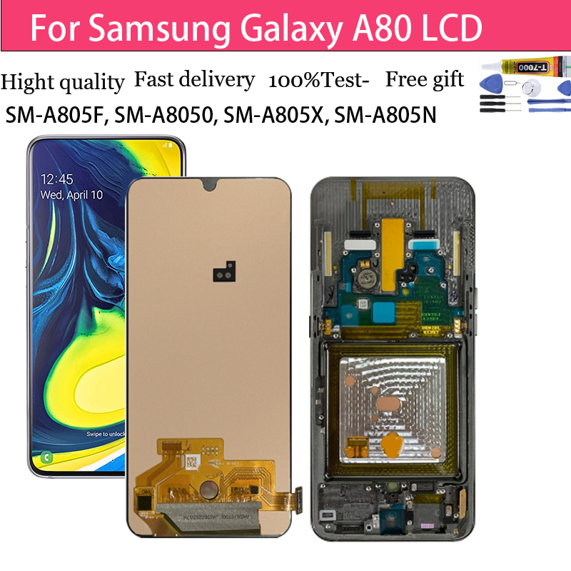 อะไหล่หน้าจอสัมผัส LCD แบบเปลี่ยน สําหรับ Samsung Galaxy A80 SM-A805F